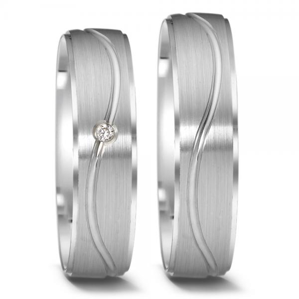 Weidner Trauringe Weissgold 62023 + 72023